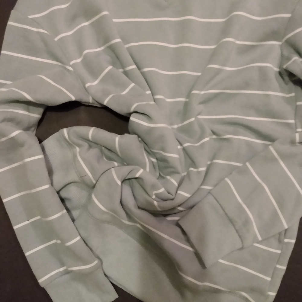 Light green and white striped Stars Above pull over sweater size xs